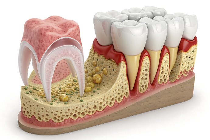 Imagen de cómo se forma una hemorragia dental.